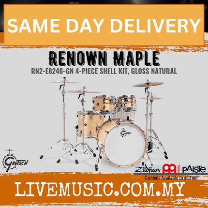 Gretsch RN2-E8246 Renown Maple 4-Piece Drum Shell Drum Set - Gloss Natural (RN2E8246 RN2 E8246)