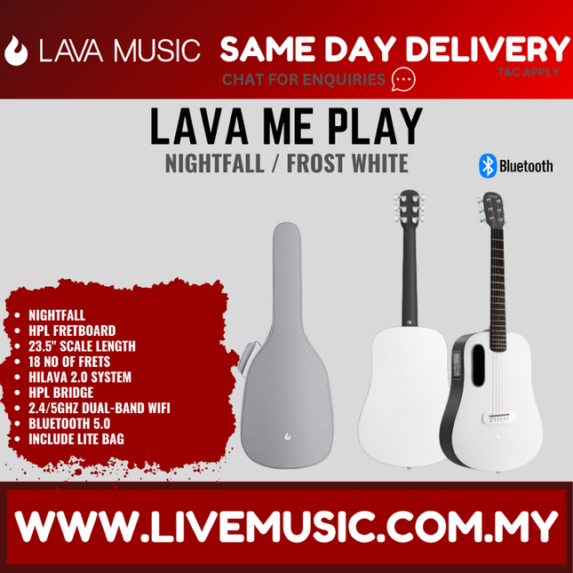 Lava Me Play 36" All-Weather Body Smart Acoustic Electric Guitar With Touchscreen Effects and Lite Bag-Night Fall