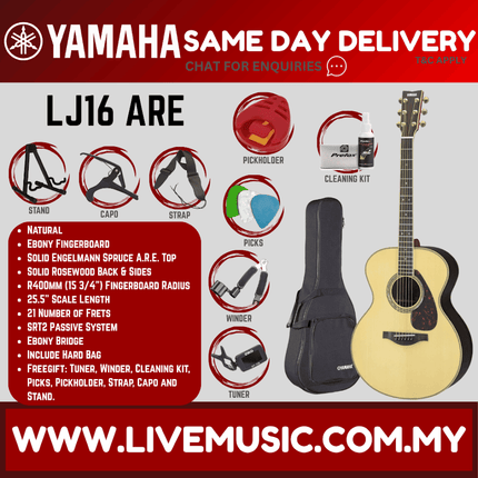 Yamaha LJ16 ARE Acoustic Guitar with Hard Bag - Natural ( LJ16-ARE )