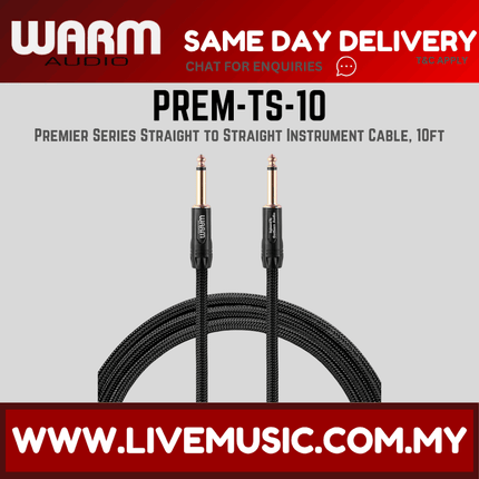 Warm Audio Premier Series Straight to Straight Instrument Cable, 10ft ( PREM-TS-10 PREMTS10 )