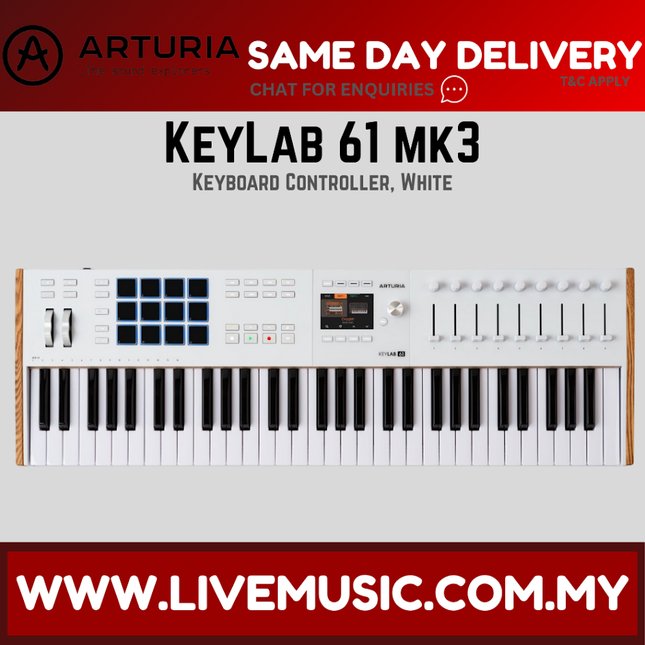 Arturia KeyLab 61 MkIII Keyboard Controller - White (Keylab61 Keylab-61)