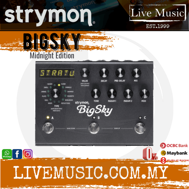 Strymon BigSky Reverb Guitar Effects Pedal, Midnight Edition