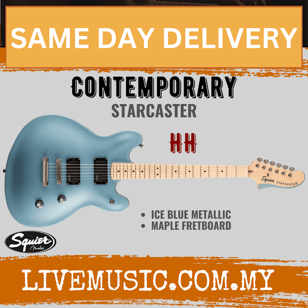 Squier Contemporary Starcaster Electric Guitar, Maple Fretboard - Ice Blue Metallic
