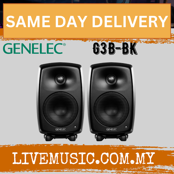 Genelec G Three 2-Way Powered Bookshelf Speaker, Black/White/Raw - Pair (G3B G 3B)