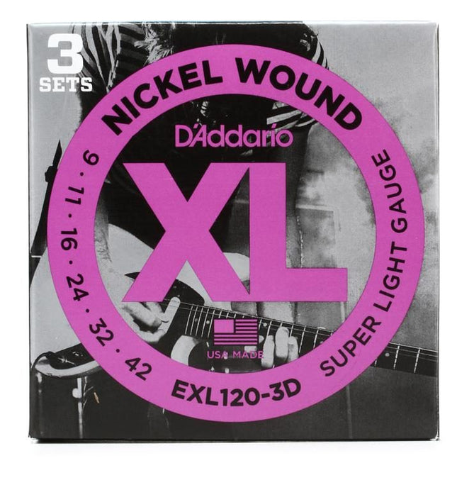D'addario EXL120+ Xl Nickel Wound Electric Guitar Strings, Super Light Plus, 9.5-44 Gauge