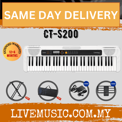 Casio CT-S200 61-Keys Casiotone Keyboard with Keyboard Stand, Damper pedal, Headphone And Bag - White ( CTS200 / CT S200 )