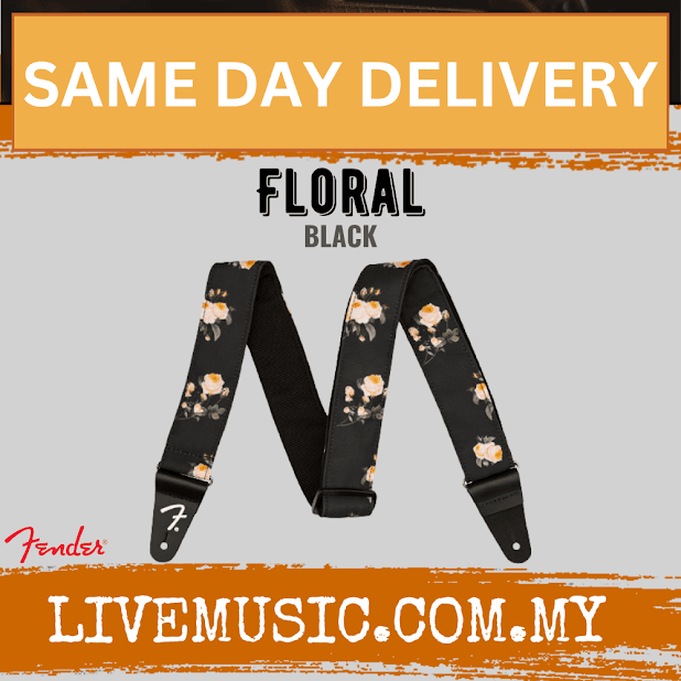 Fender Floral Guitar Strap, Black
