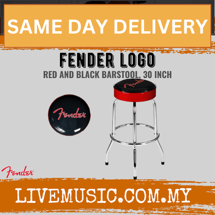 Fender 30 Inch Logo Barstool - Red and Black