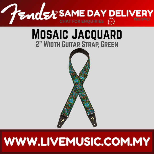 Fender Mosaic Jacquard Guitar Strap, Green / Cream / Blue