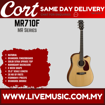 Cort MR710F-NT Solid Top Acoustic Electric Guitar (MR-710F / MR 710F)