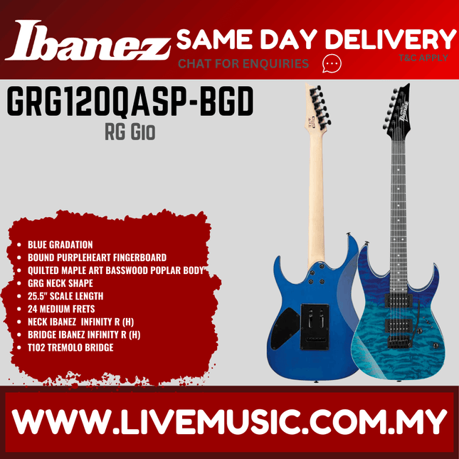 IBANEZ GRG120QASP-BGD ELECTRIC GUITAR, BLUE GRADATION ( GRG120QASP BGD / GRG120QASPBGD )