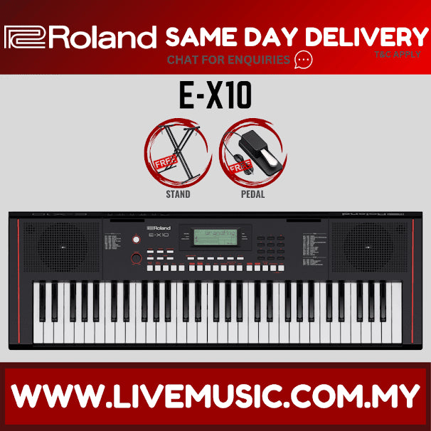 Roland E-X10 Portable Keyboard With Keyboard Stand, Damper Pedal And Adapter ( EX10 / E X10 )