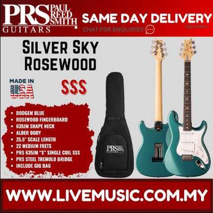 PRS John Mayer Silver Sky Rosewood Electric Guitar w/Bag-Dodgem Blue