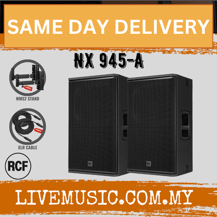 RCF NX 945-A 15'' 2-Way Active Speaker w/Speaker Stand And Cable - Black - Each / Pair ( NX945 / NX945A )