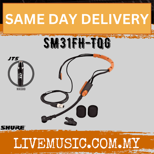 Shure SM31FH-TQG Fitness Headset Microphone With JTS MA500 Phantom Power Adapter ( SM31FHTQG / SM31FH TQG )