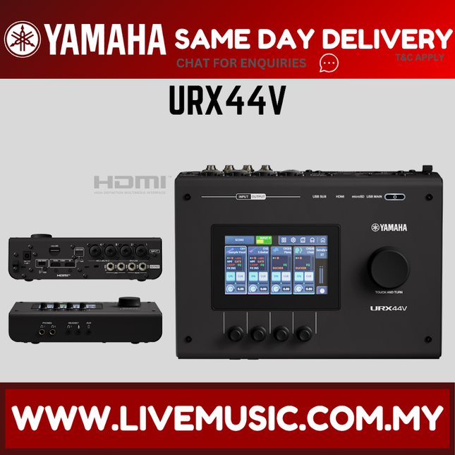 Yamaha URX44V USB-C Audio and Video Interface - Black ( URX-44V URX 44V )