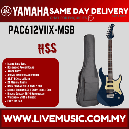 Yamaha Pacifica PAC612VIIX-MSB Electric Guitar - Matte Silk Blue( PAC 612VIIX / PAC-612VIIX )