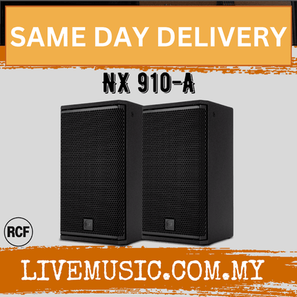 RCF NX 910-A Two-Way 10" 2100W Powered PA Speaker With Speaker Stand And Cable - Each / Pair ( NX910A / NX 910 A )