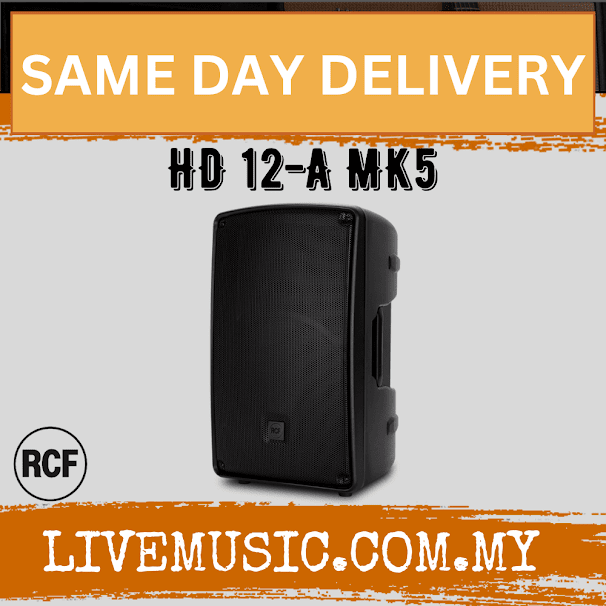 RCF HD 12-A MK5 Active 1400W 2-way 12" Powered Speaker With Speaker Stand And Cable - Each / Pair ( HD12A / HD 12A / MK5 )