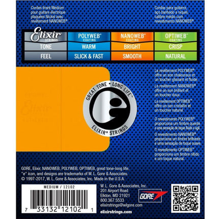 Elixir 12102 Nanoweb Coating Electric Guitar Strings (11-49)