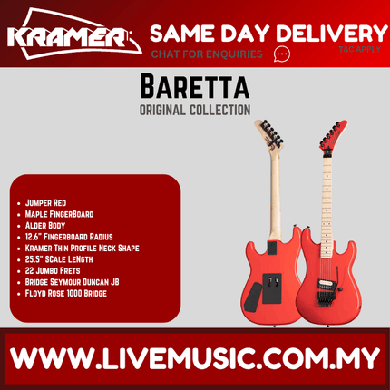 Kramer Baretta Electric Guitar With Maple Fretboard - Jumper Red