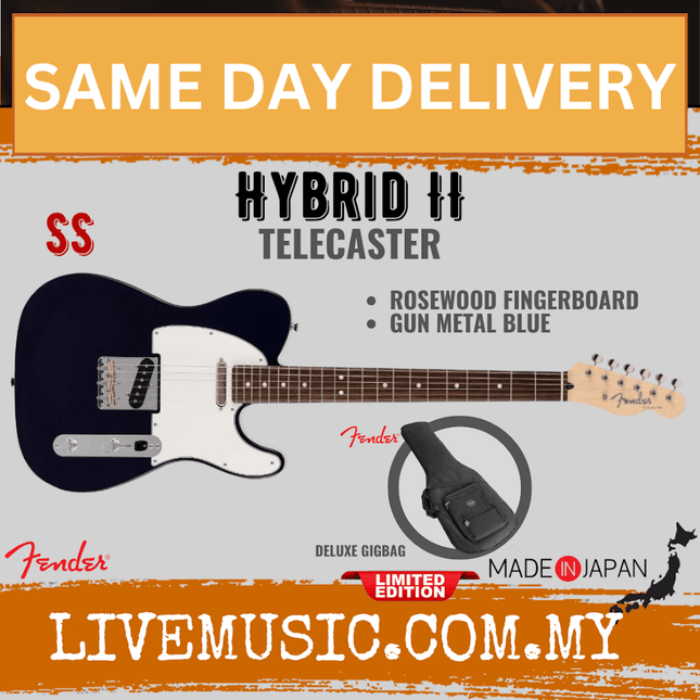 Fender Japan Hybrid II Telecaster Electric Guitar, RW Fretboard - Gun Metal Blue