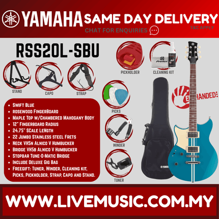 Yamaha Revstar Standard RSS20 Left-handed Electric Guitar - Swift Blue / Black ( RSS20L / RSS20L )