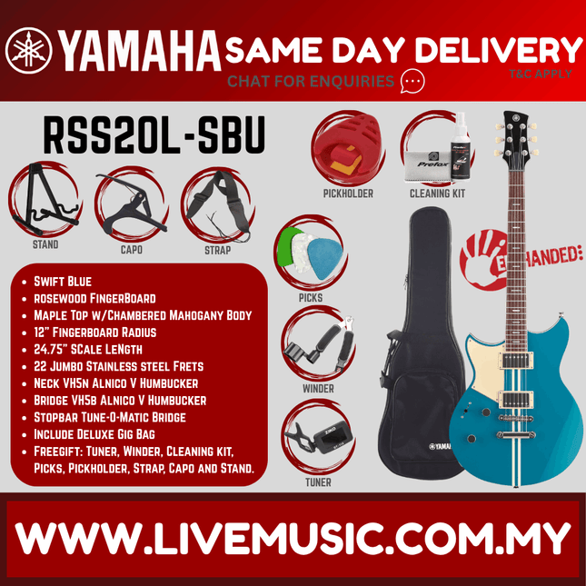 Yamaha Revstar Standard RSS20 Left-handed Electric Guitar - Swift Blue / Black ( RSS20L / RSS20L )