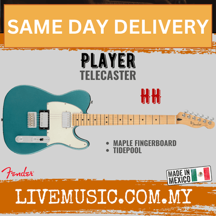 Fender Player HH Telecaster Electric Guitar, Maple Fretboard -  Tidepool