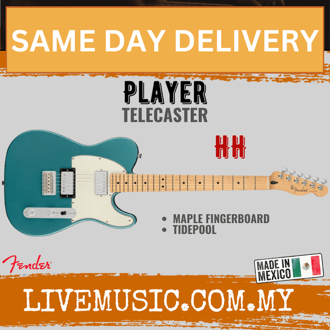 Fender Player HH Telecaster Electric Guitar, Maple Fretboard -  Tidepool