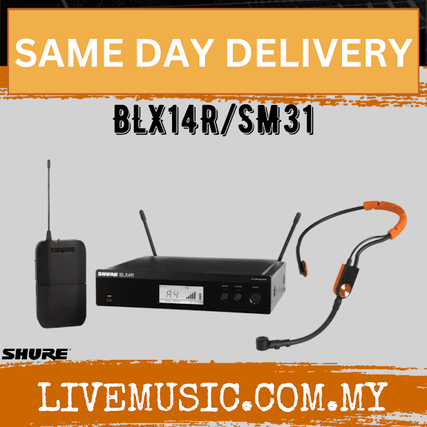 Shure BLX14R/SM31 Wireless Rack-mount Presenter System, BLX4R Wireless Receiver, BLX1 Bodypack Transmitter & SM31FH Headset Microphone ( BLX14R-SM31 / BLX14RSM31 )
