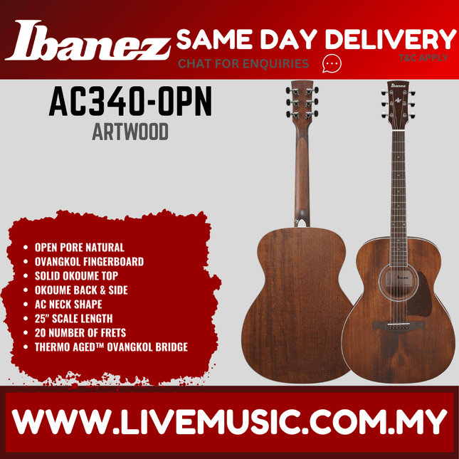 Ibanez AC340-OPN Artwood Series Acoustic Guitar - Open Pore Natural ( AC340 OPN / AC340OPN )