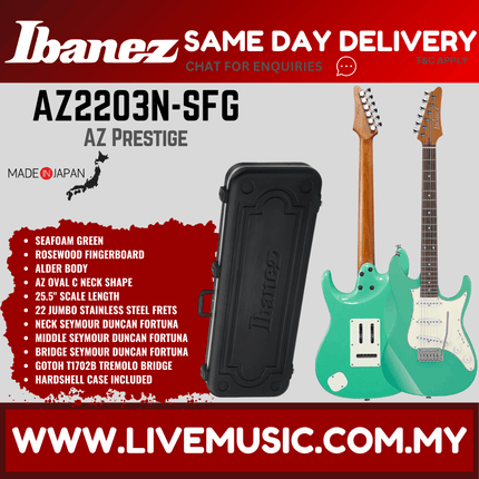 Ibanez AZ2203N-SFG AZ Prestige Series Electric Guitar, Seafoam Green (AZ2203NSFG/AZ2203N SFG)
