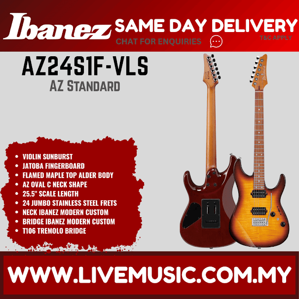 Ibanez AZ24S1F AZ Series Flamed Maple Top HH Electric Guitar, Jatoba FB, Violin Burst ( AZ-24S1F / AZ 24S1F )