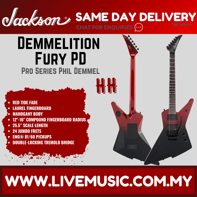 Jackson Pro Series Signature Phil Demmel, Demmelition Fury Electric Guitar - Red Tide Fade