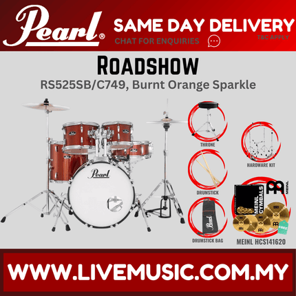 Pearl Roadshow RS525SB/C Drum Set with Meinl HCS141620 Cymbal set, Drum Throne