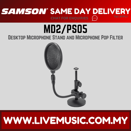 Samson MD2/PS05 Bundle Desktop Microphone Stand And Microphone Pop Filter (MD2PS05/MD 2/PS 05/MD-2 PS-05)