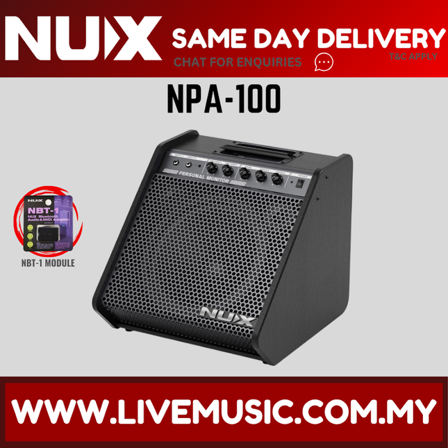 Nux NPA-100 Bluetooth Enabled 12" 120W Personal Drum Amplifier Monitor for Digital Drums ( NPA 100 NPA100 )
