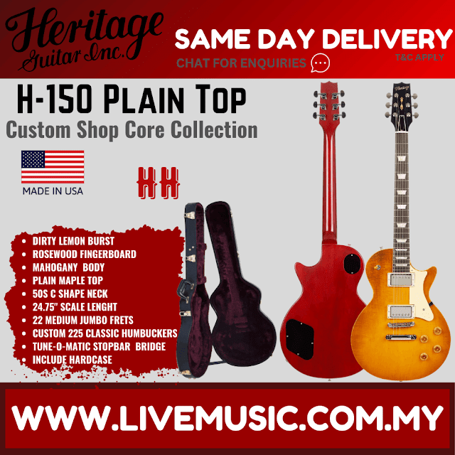 Heritage Custom Shop Core Collection H-150 Plain Top Electric Guitar with Case, Dirty Lemon Burst ( H150 / H 150 )