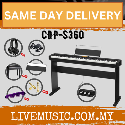 Casio CDP-S360 88-key Digital Piano with Keyboard Stand, Bench, Headphone ( CDPS360 / CDP S360)