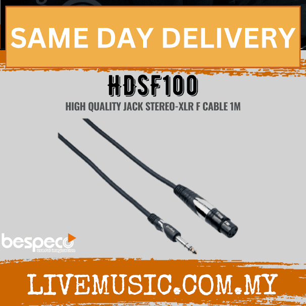 Bespeco HDSF100 High Quality Jack Mono-XLR F Cable 1M ( HDSF-100 / HDSF 100 )