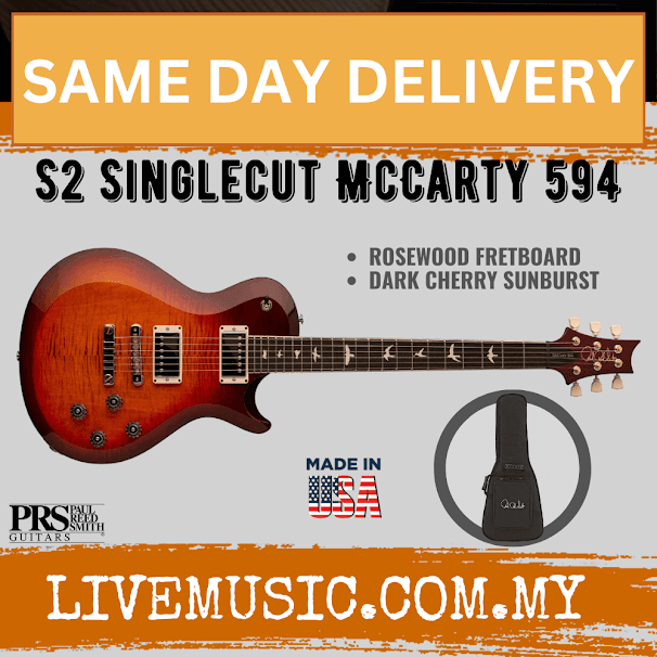 PRS S2 Singlecut McCarty 594 Electric Guitar w/Bag-Dark Cherry Sunburst