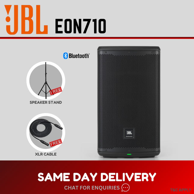 JBL EON710 1300W 10" Powered Speaker With Speaker Stand And Cable - Each / Pair ( EON 710 )