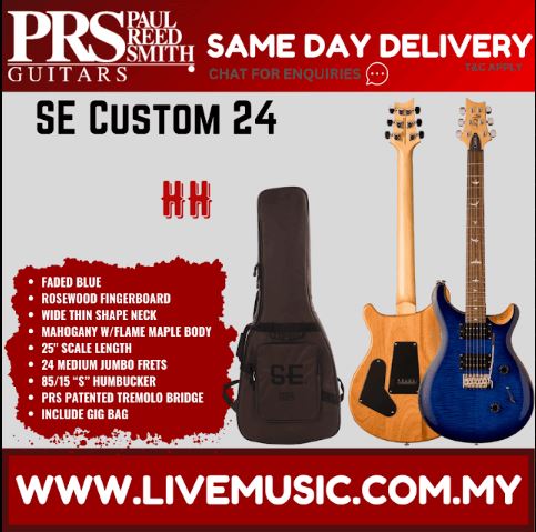 PRS SE Custom 24 Electric Guitar with Bag - Faded Blue