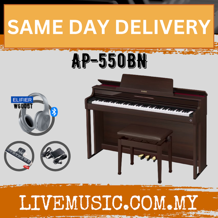 Casio AP-550 Celviano 88-Keys Digital Piano with FREE Piano Bench and Headphone - Brown (AP 500/AP550)