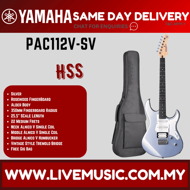 Yamaha PAC112V Pacifica Electric Guitar -Silver  ( PAC 112V / PAC-112V )