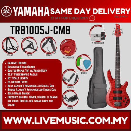 Yamaha TRB1005J 5-string Electric Bass Guitar - Caramel Brown ( TRB-1005J / TRB 1005J )