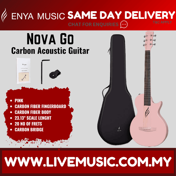 Pink 35-inch acoustic guitar with black padded gig bag
