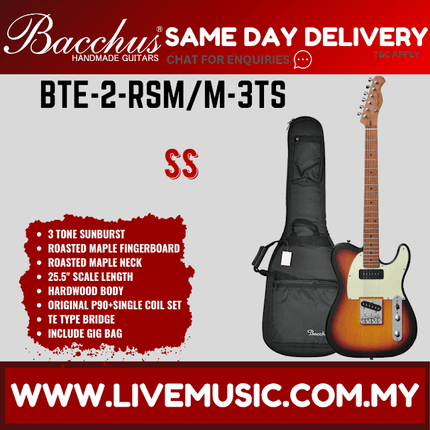 Bacchus BTE-2-RSM/M Electric Guitar, Roasted Maple Fretboard - Without Accessories ( BTE2RSMM / BTE2 / BTE 2 RSM M )
