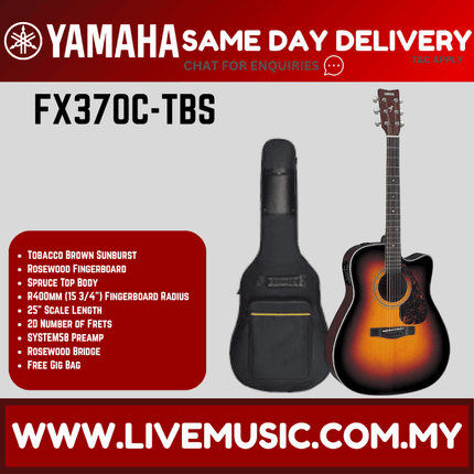 Cutaway acoustic-electric guitar with pickup, tobacco brown sunburst finish and black case